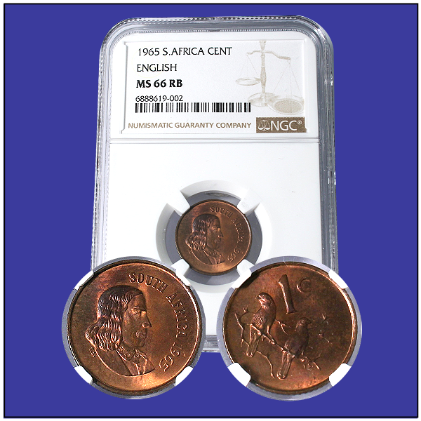 1965 South African English One Cent Au58 MS63BN MS66RB Grades